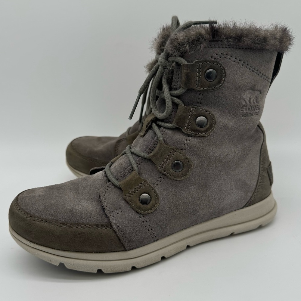 Sorel Gray Suede Lace Up Lined Winter Boots Size 9